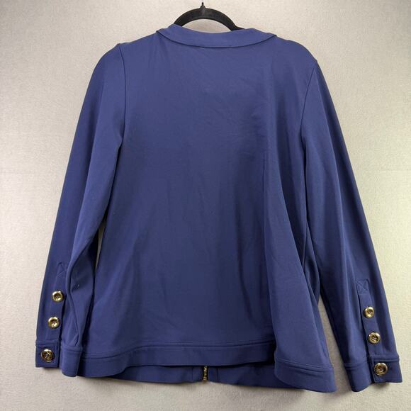 Boston Proper Women’s Blue Zip-Up Jacket w/ Gold Accents – Size L - Picture 2 of 8